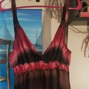 Pink and brown tiedye babydoll top